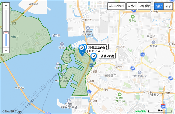 인천광역시 지도 이미지